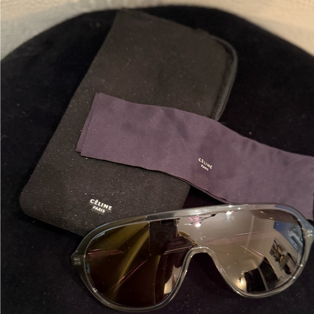 Celine Blue/Grey Shield Aviator Sunglasses - Picture 10 of 10